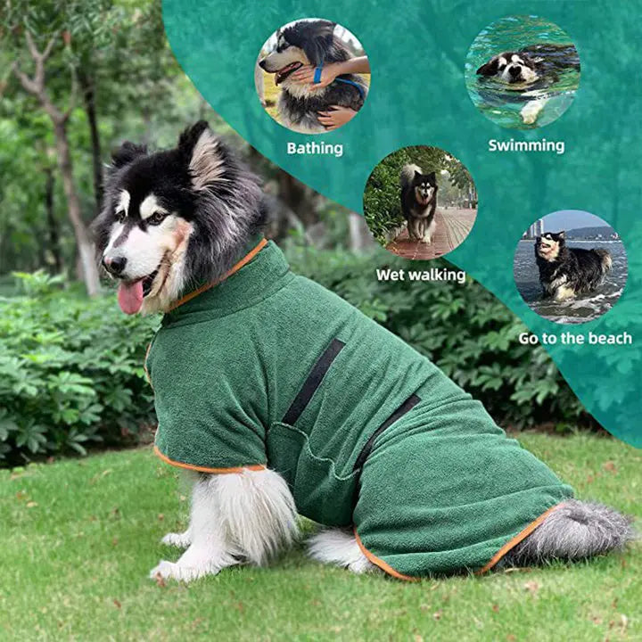 Dog Bathrobe Fast Drying Towel Microfiber Absorbent Soft Bath Robe Adjustable Towel Grooming Coat Dog grooming Pet Accessories