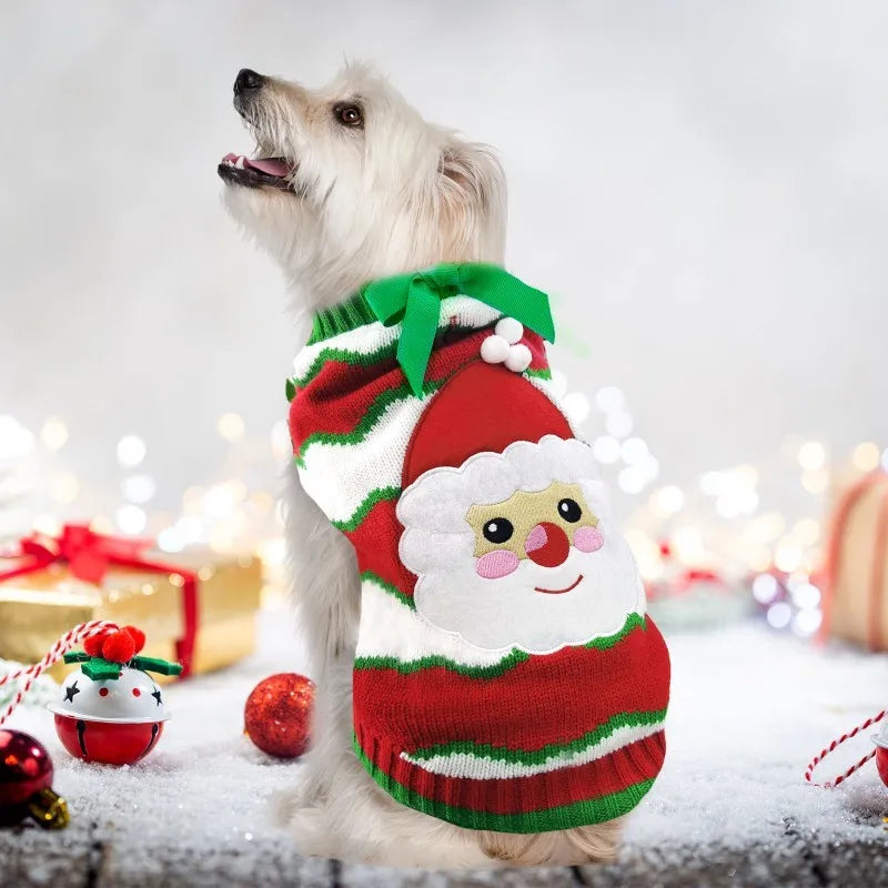 Striped Dog Sweater Dress Winter Knitted Pet Dog Skirt Puppy Coat Dog Warm Clothes Labrador Jacket Costume for Small Large Dogs