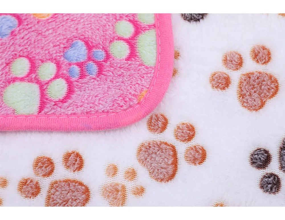 Pet Blanket Dog Puppy Blanket Paw Print Fleece Blanket for Small Medium Large Pet Dog Cat Warm Soft Sleep Mat Doggy Bed Blanket