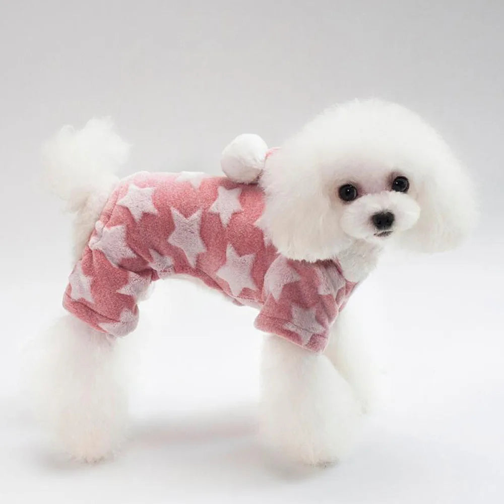 Soft Dog Pajamas Pjs Small Dogs Sweater Warm Doggy Winter Clothes Puppy Jumpsuit Flannel Onesie for Chihuahua Pet Cat Clothing