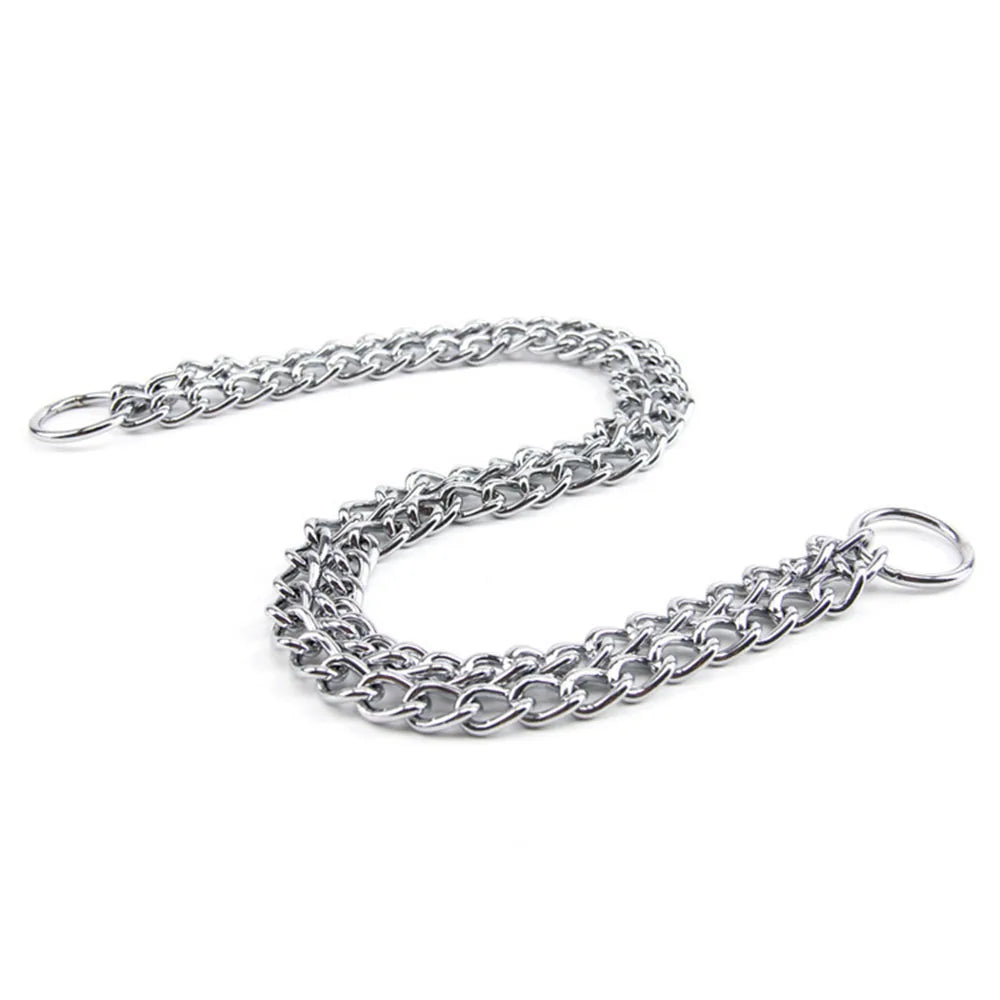 Chain Dog Training Choke Collar Adjustable Double Row Stainless Steel Chain Slip Collar Strong & Durable Dog Slip P Chain Collar
