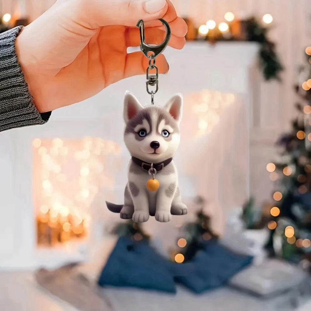 Husky Dog Cartoon Acrylic Keychain Cute Puppy Acrylic Pendant Versatile Charm for Car Mirror,Backpacks,Home,Festive,Gift & Decor