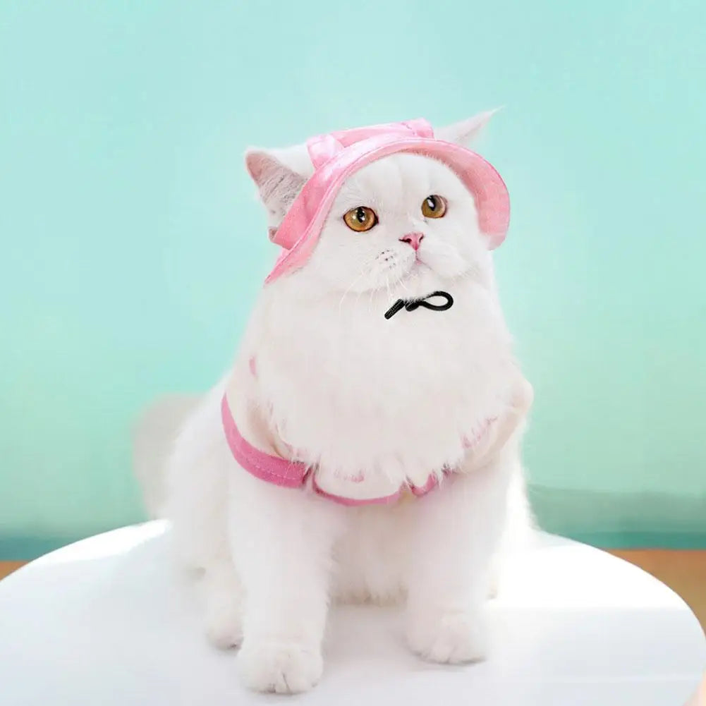 Dog And Cat Sun Hat Anti-strangle Hat Anti-fall Exposed Ears Adjustable Rope Buckle Bucket Hat Pet Supplies Colorful Large Size