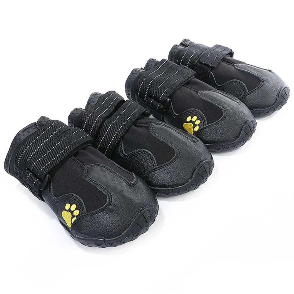 4pcs/set Pet Dog Shoes Reflective Waterproof Dog Boots Warm Snow Rain Pet Booties Anti-slip Socks Footwear For Medium Large Dogs