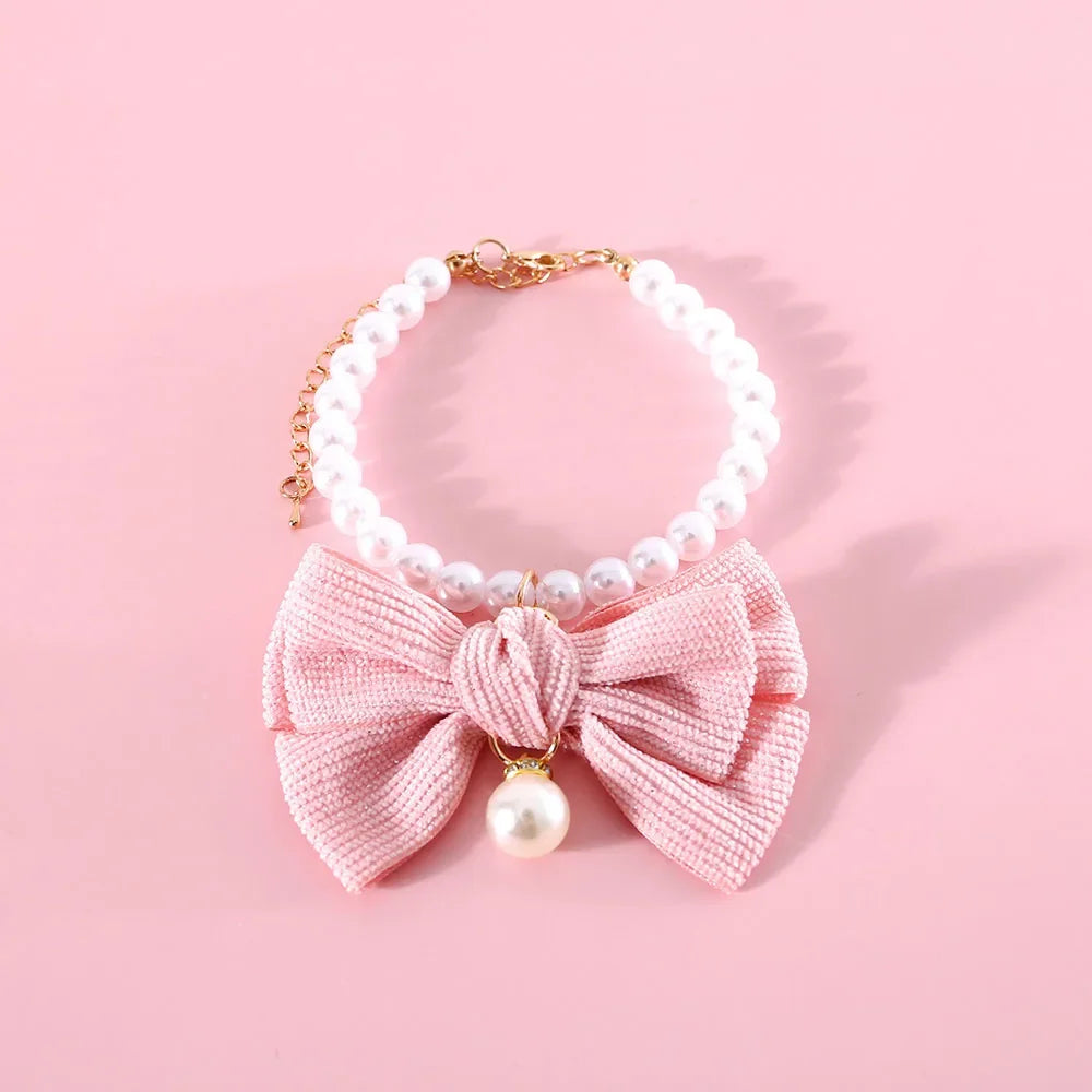 Dog Pearls Necklace Jewelry for Small Dog Puppy Cat Wedding Collar Chihuahua Yorkie Girl Pet Clothes Costume Outfits Accessories
