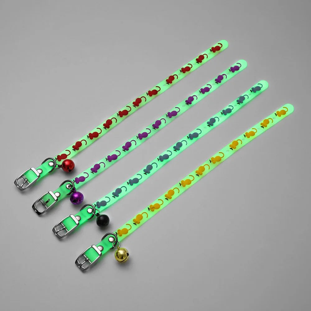 Fashion Pet Glowing Collars with Bell Glow at Night Dogs Cats Necklace Light Luminous Neck Ring Accessories for Kitten and Puppy