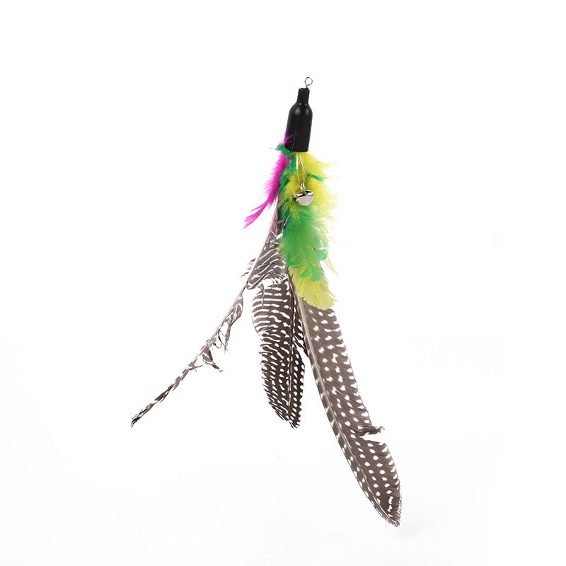 Pet Cat Toy Large Pearl Feather Bell Fishing Rod Replacement Head Funny Cat Stick Interactive Toy Cat Toys Interactive