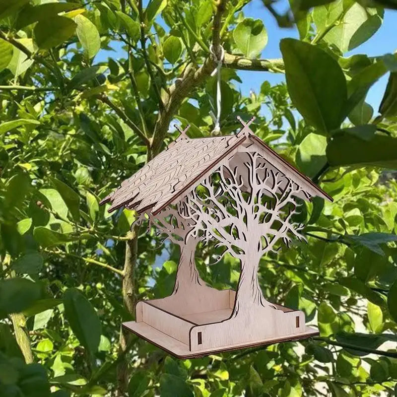 Wooden Hanging Bird Feeder Cottage Hanging Bird House Hanging Birdfeeder For Outdoors Attracts Blue Jays Extra-Large Bird Feeder