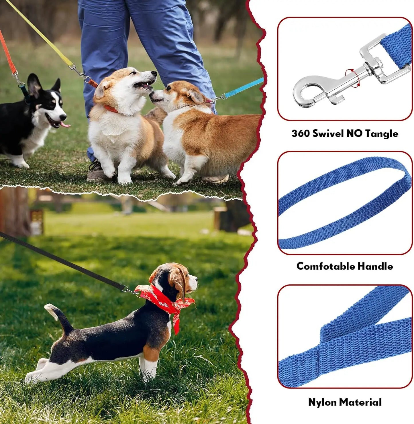 4ft Long Nylon Dog Leash Durable Training Leashes Pet Accessories Traction Rope for Small and Medium Breed Dogs