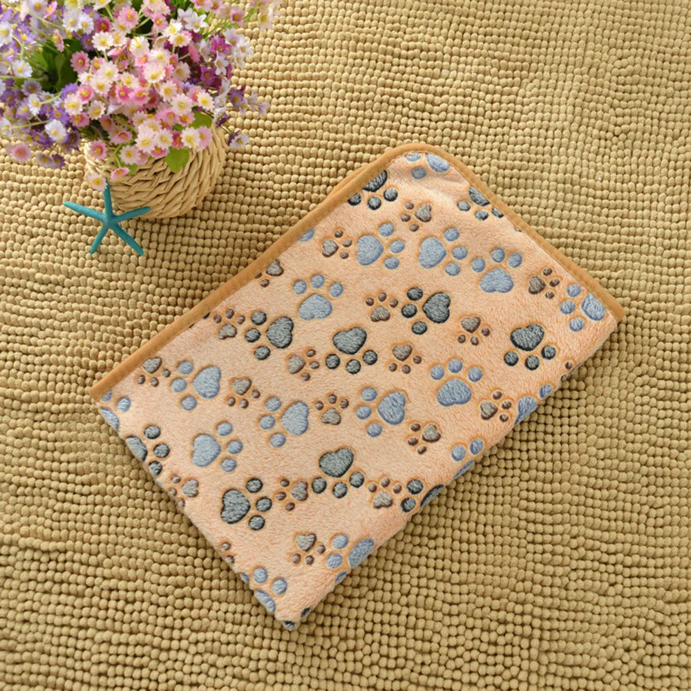 Pet Blanket Dog Puppy Blanket Paw Print Fleece Blanket for Small Medium Large Pet Dog Cat Warm Soft Sleep Mat Doggy Bed Blanket