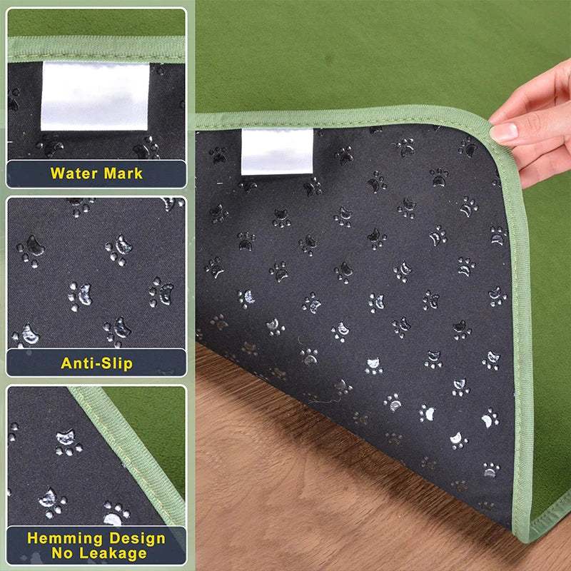 Waterproof Reusable Dog Pee Pad, Dog Paw Prints, Fast Absorbing Dog Bed Mats, Extra Large Pad Rug for Pet Sleep Soft Blanket