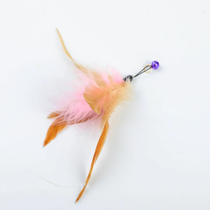 Suction Cup Cat Teaser Stick Bite Resistant Feather Bell Interactive Toys for Cats Replacement Head Kitten Energy Pet Supplies