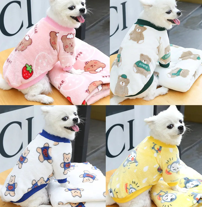 Funny Monkey Print Winter Dog Clothes French Bulldog Flannel Winter Dog Hoodies Medium Puppy Clothing for Cat Christmas Costume