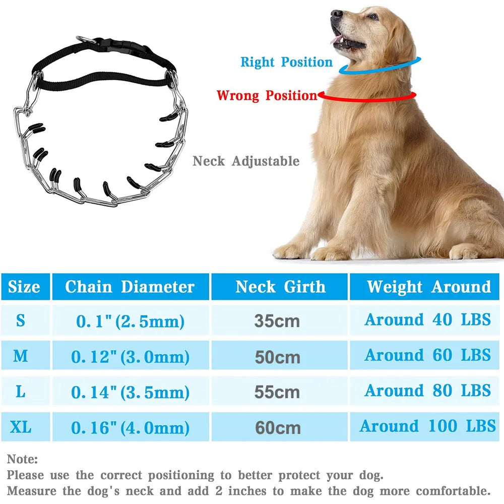 Dog Prong Pinch Collar Adjustable Quick Release Dog Training Collar with Rubber Tip for Small Medium Large Dogs Pet Dog Supplies