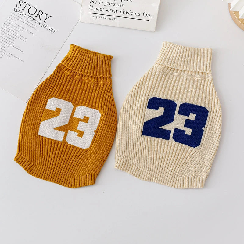 Super Warm Pet Dogs Clothes Number 23 Classic Sphinx Cat Sweater French Bulldog Keep Warm Velvet Woven Clothing for Pet Cats