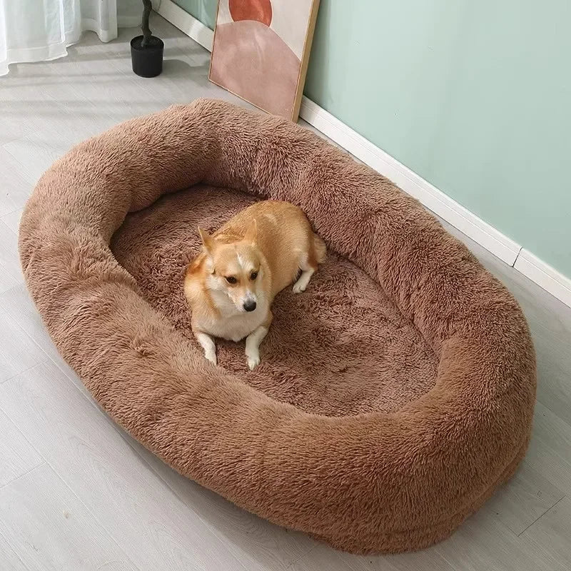Plush Pet Bed with Pillow Quilt Winter Warm Large Foam Pad Pet Sleeping Pad Sofa Bed Removable and Washable Pet Kennel