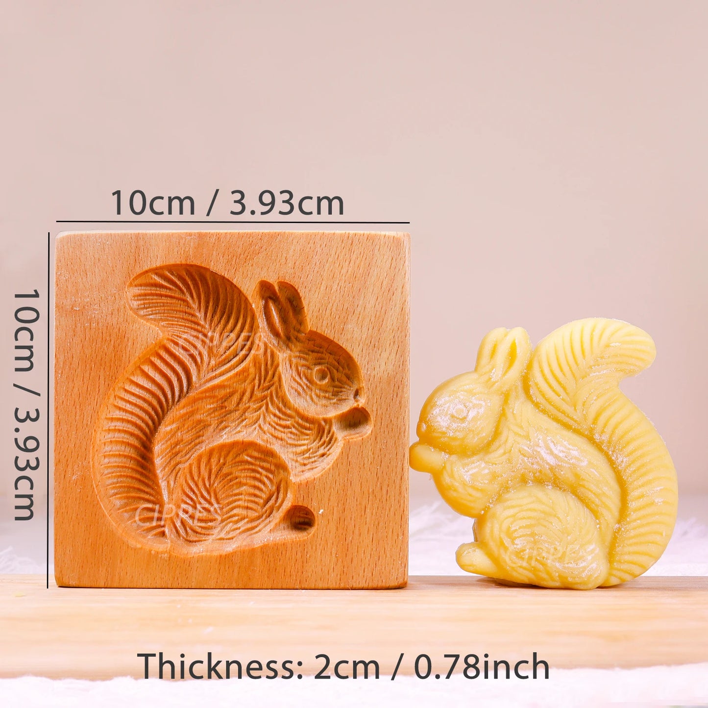 1PC Wood Cookie Mold, Animals Patterns, 3D Carved Embossed Biscuit Cutter Moulds, Fish, Bird, Bear, Sheep, Tiger, Horse, Squirre