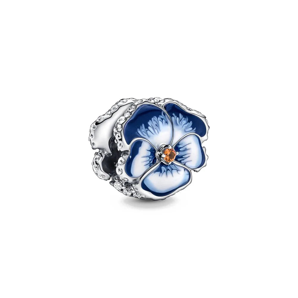 2024 New Spring Blue Flower Bird Pendant Diy Bead Fit European Bracelet 925 Sterling Silver Jewelry Accessories