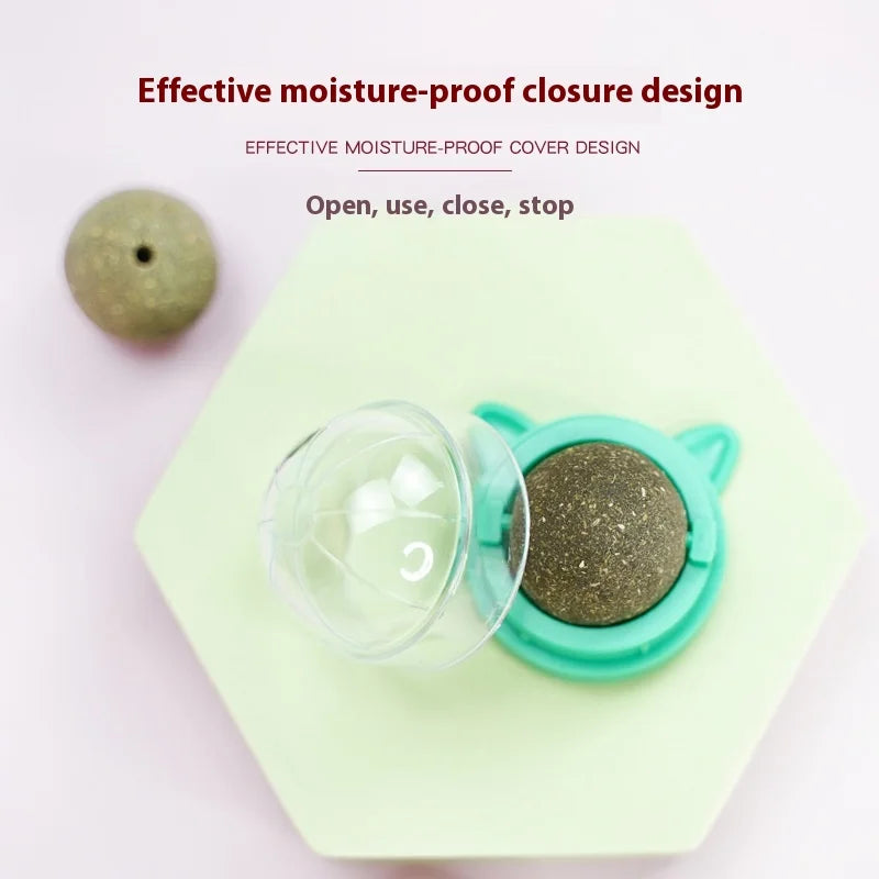 Rotating Cat Mint Ball New Cat's ears (Steamed cat-ear shaped bread) Pet Molar Toy Interactive Lickle Pet Products