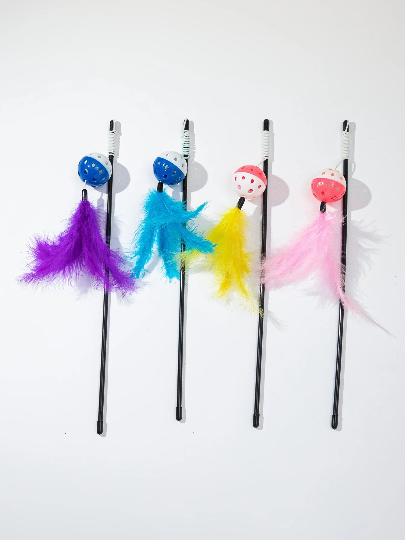 Cat Toy Cat Teaser Sticks Black Pole Plastic Bell Ball Cat Teaser Stick Model Cat Teaser Stick With Built-in Cat Toy