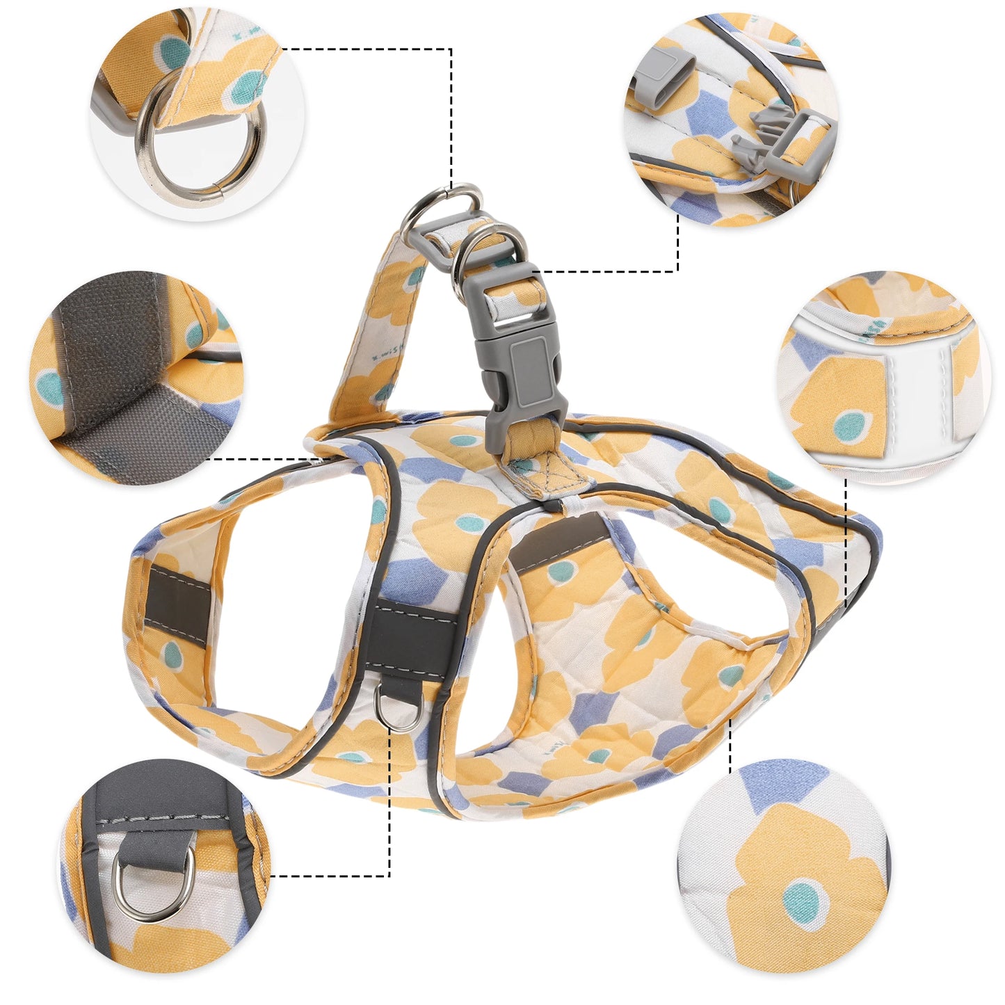 Uxcell Fashion Puppy Harness and Leash Set Pet Harness Vest with Reflective Strips and Magic Tapes for Kitten Puppy Outdoor