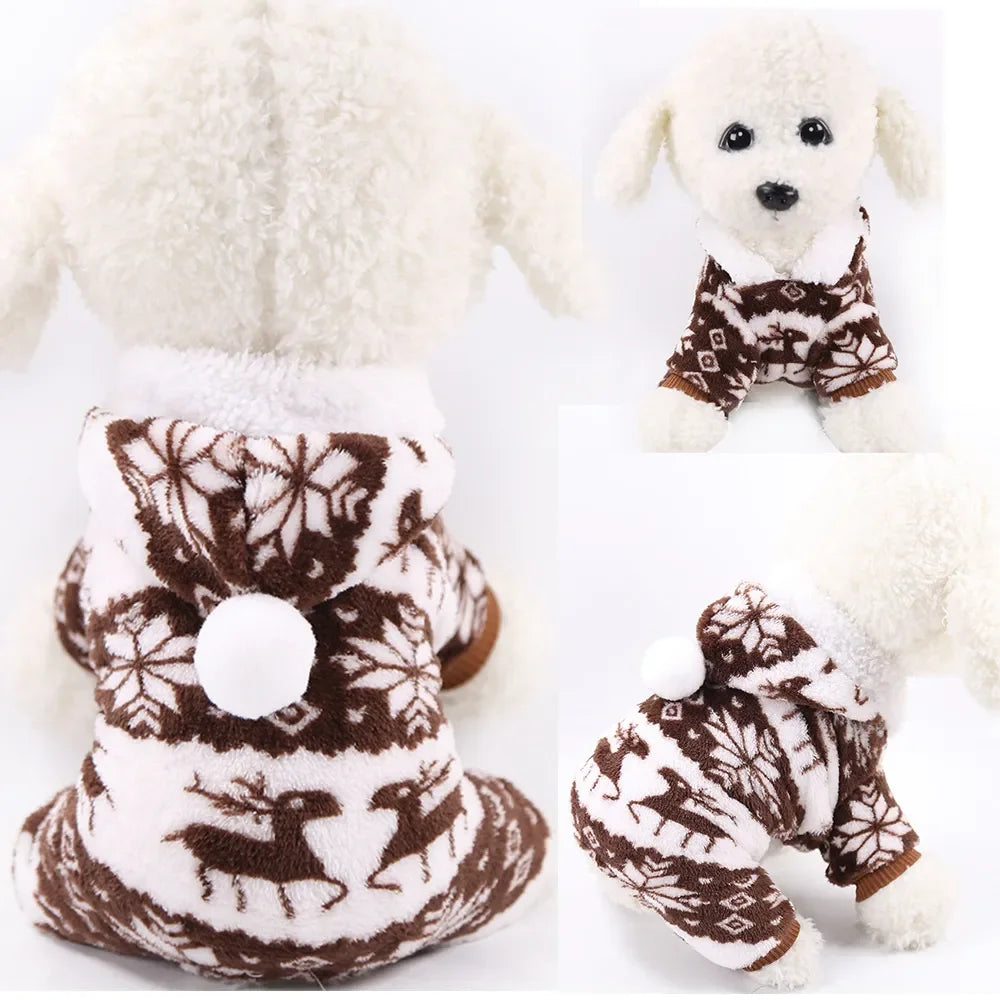 Pet Dog Soft Warm Jumpsuits Clothing for Dogs Pajamas Fleece Small Puppy Coat Pet Outfits Hoodie Clothing Cats Clothes Christmas