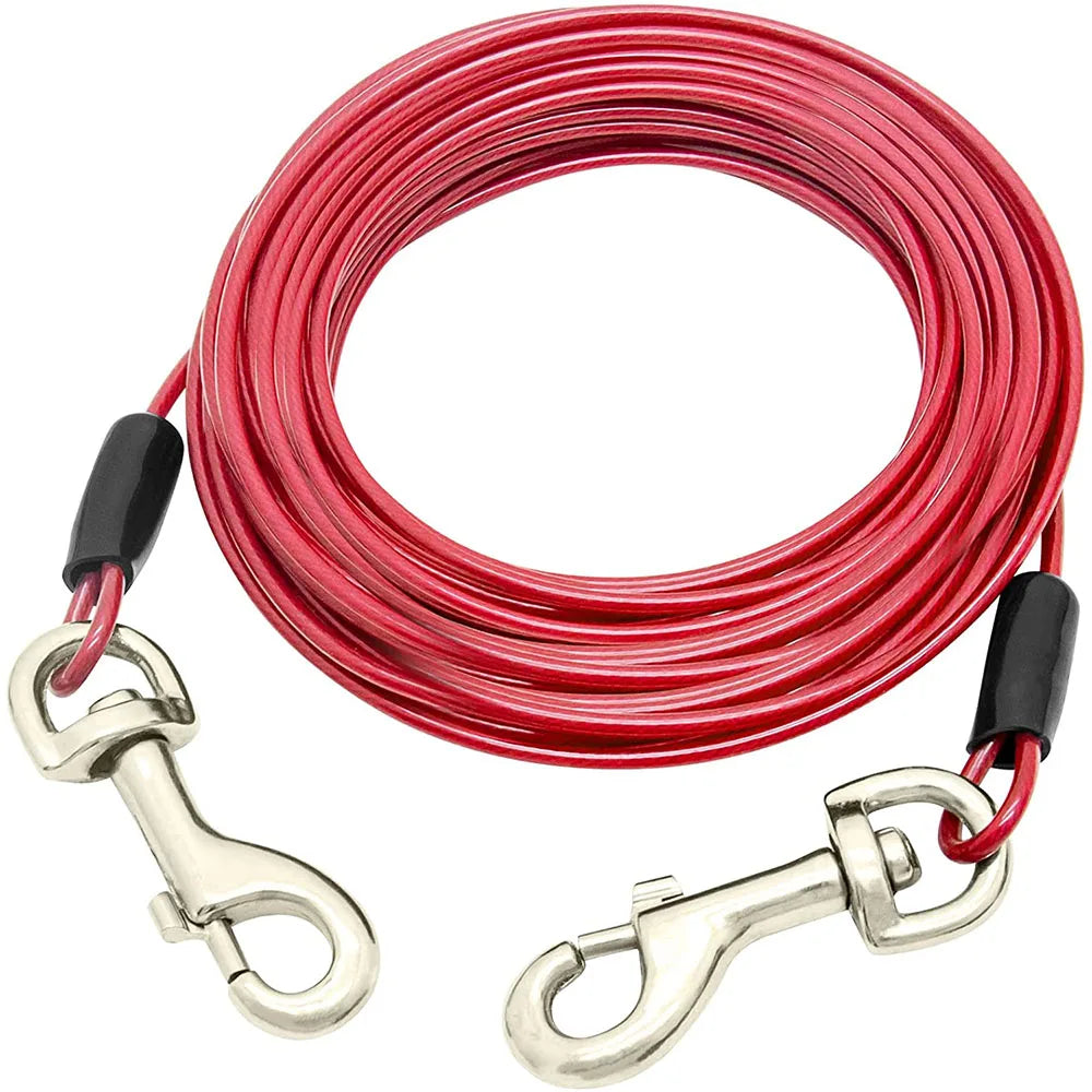 Pet Dog Tie Out Cable for Dogs Up to 125 Pounds 3m 5m 10m Outdoor Dog Steel Cable with Strong Big Hook Stainless Steel Dog Leash