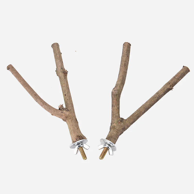 1Pc Hamster Branch Perches For Bird Cage 15cm Pet Parrot Raw Wood Fork Tree Branch Stand Rack Toy
