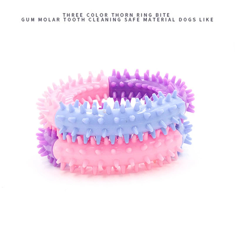 Soft TPR Rubber Ring Spiky Dog Chew Toys for Small Medium Dogs Puppy Dental Teething Cleaning Pet Supplies