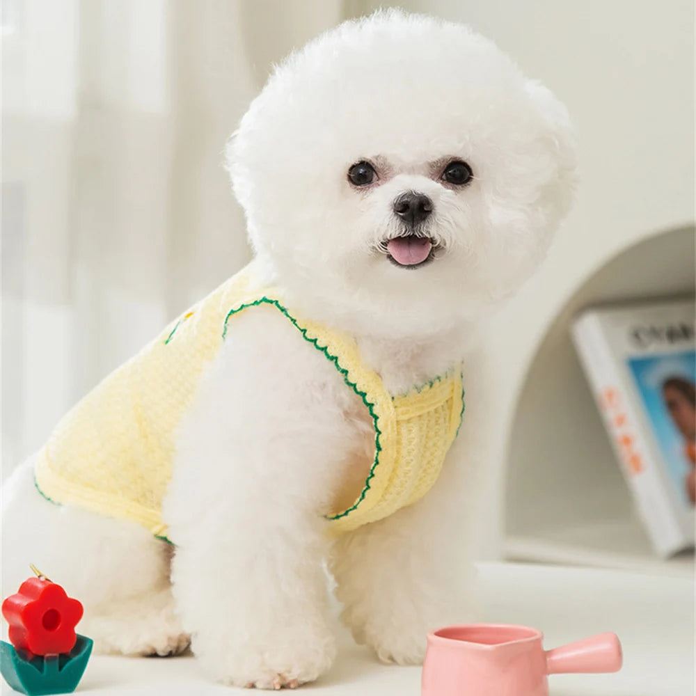 Sweet Puppy Dog Camisole Vest for Small Dogs Summer Pet Clothes Pomeranian Maltese Shirts mascotas Flower Embroidered Clothing