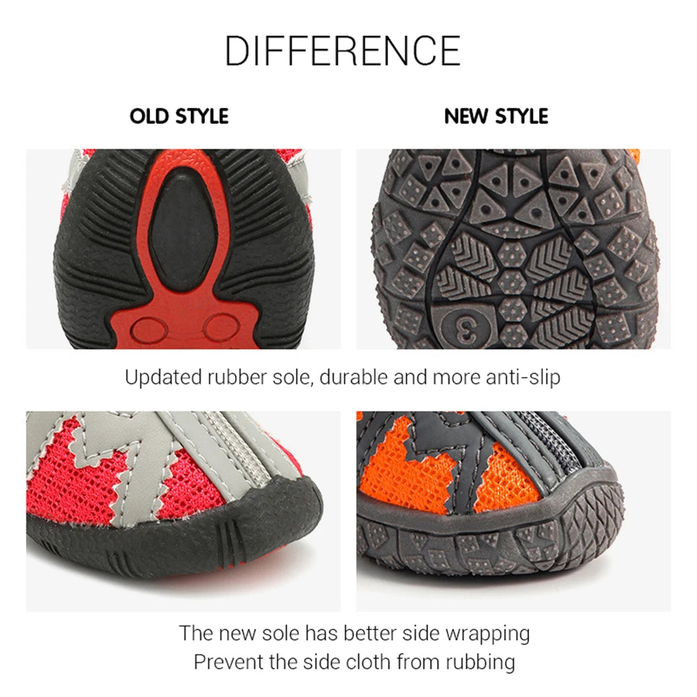 4pcs Waterproof Dog Shoes Anti-slip Rain Boots Footwear Protector Breathable Reflective Booties for Small Dogs Pet Puppy Socks