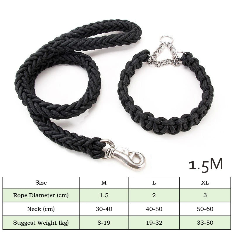 Durable Nylon Dog Collar Leash Set Traction Rope Medium Big Dog Walking Accessories Labrador Husky P-Chain Travel Pet Products