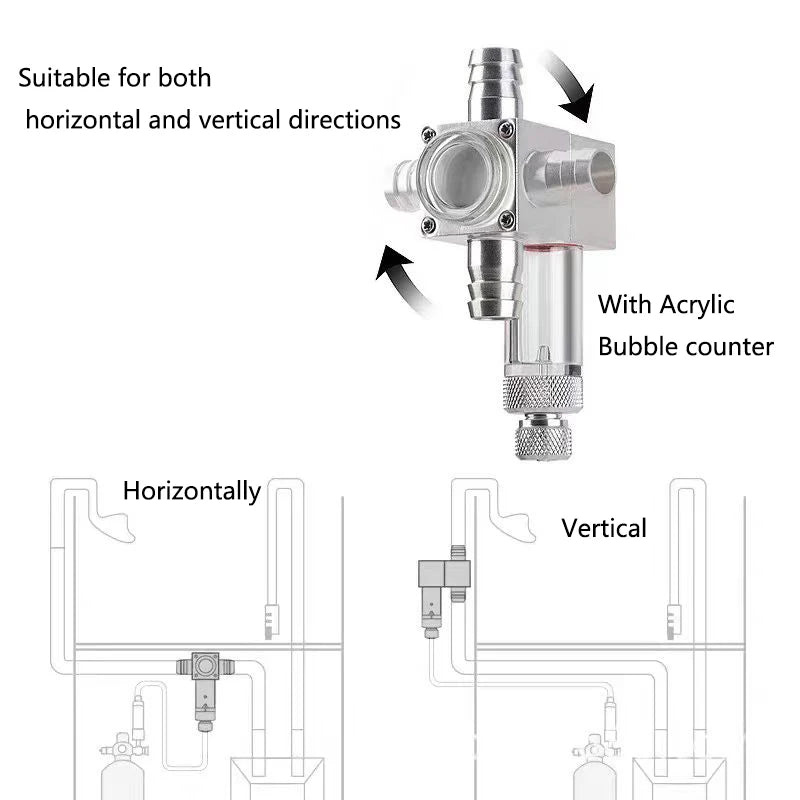 Metal Aquarium CO2 External atomizer, with bubble counter atomizer, super diffuser outside the fish tank, for aquatic plants