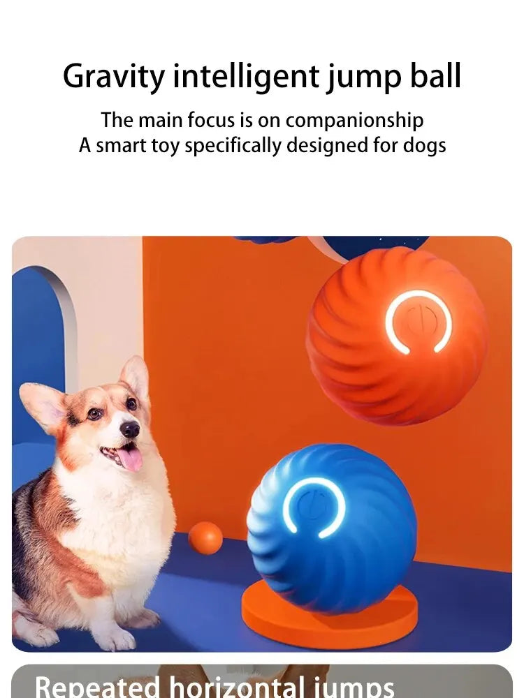 1pcs Dog Toys Intelligent Gravity Jump Ball Rechargeable Bite-Resistant Rolling Ball Cat And Dog Chase Interactive Pet Toys