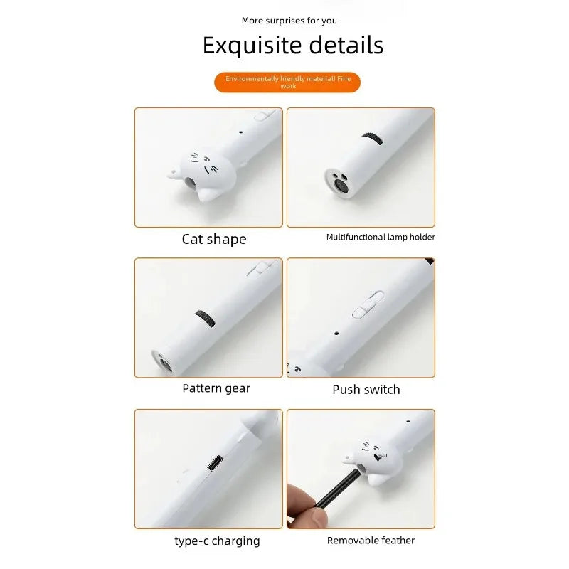 USB Charging Laser Cat Teasing Stick Infrared Laser Light Pattern Projection Cat Toy Pet Supplies Cat Teasing Pen cat toys