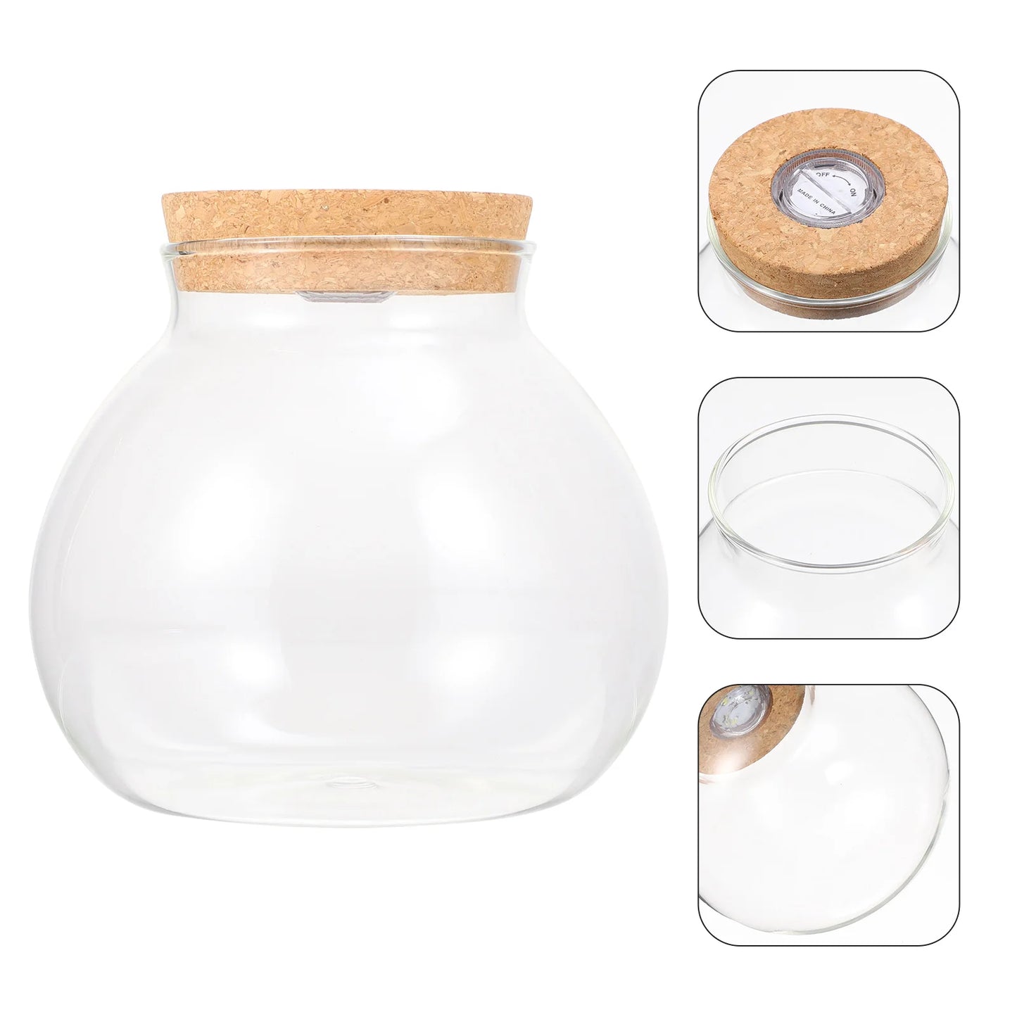 Fish Bowl Led Light Small Betta Fish Tank Led Lighting Lid Glass Fish Bowl Small Aquarium Glass Terrarium Container Bubble
