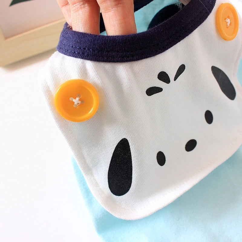 Cotton Solid Puppy Summer Clothes Button Decoration Cute Cartoon Vest for Chihuahua One Piece Unisex Daily Wear Pet Cat Clothing
