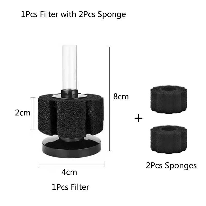 Mini Aquarium Sponge Filter Fish Tank Shrimp Pond Air Pump Biochemical Sponge Filter Aquarium Filtration Filter BioSponge Filter