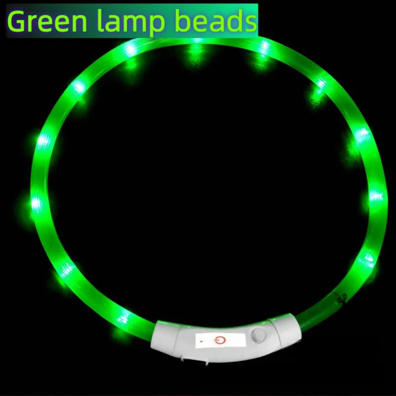 40/50/70cm Led Dog Collar USB Rechargeable Pet Dog Night Luminous Charge Collar Glowing Necklace Collar Safety Night Light