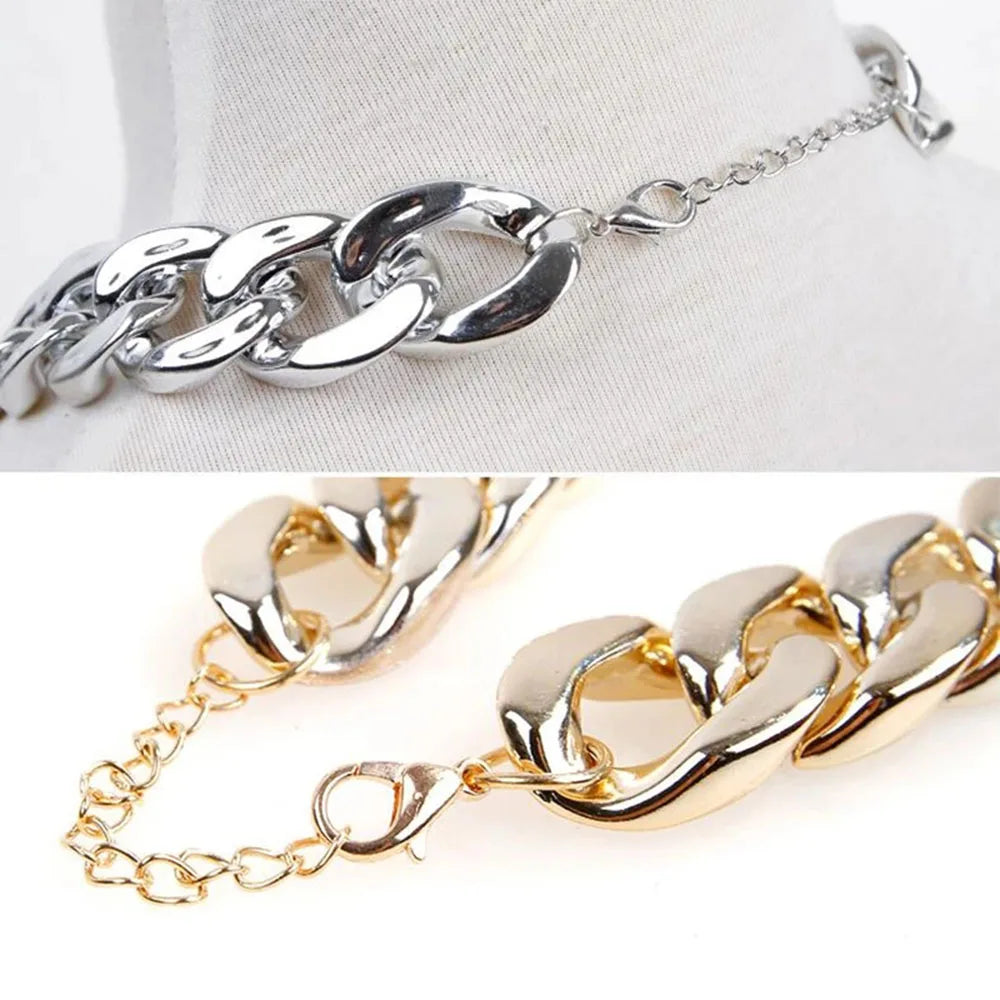 Gold Pet Cat Dog Collar Adjustable Light Plastic Small Dog Cuban Link Collar for Bulldog Puppy Necklace Pet Apparel Accessories
