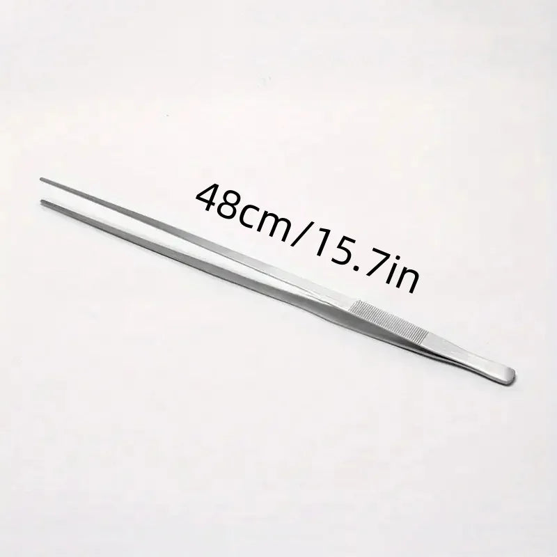 18.9in Stainless Steel Tweezers Fish Tank Aquatic Plants Aqaurium Tool Water Plant Curved Pliers Birds Reptile Feeding Tongs