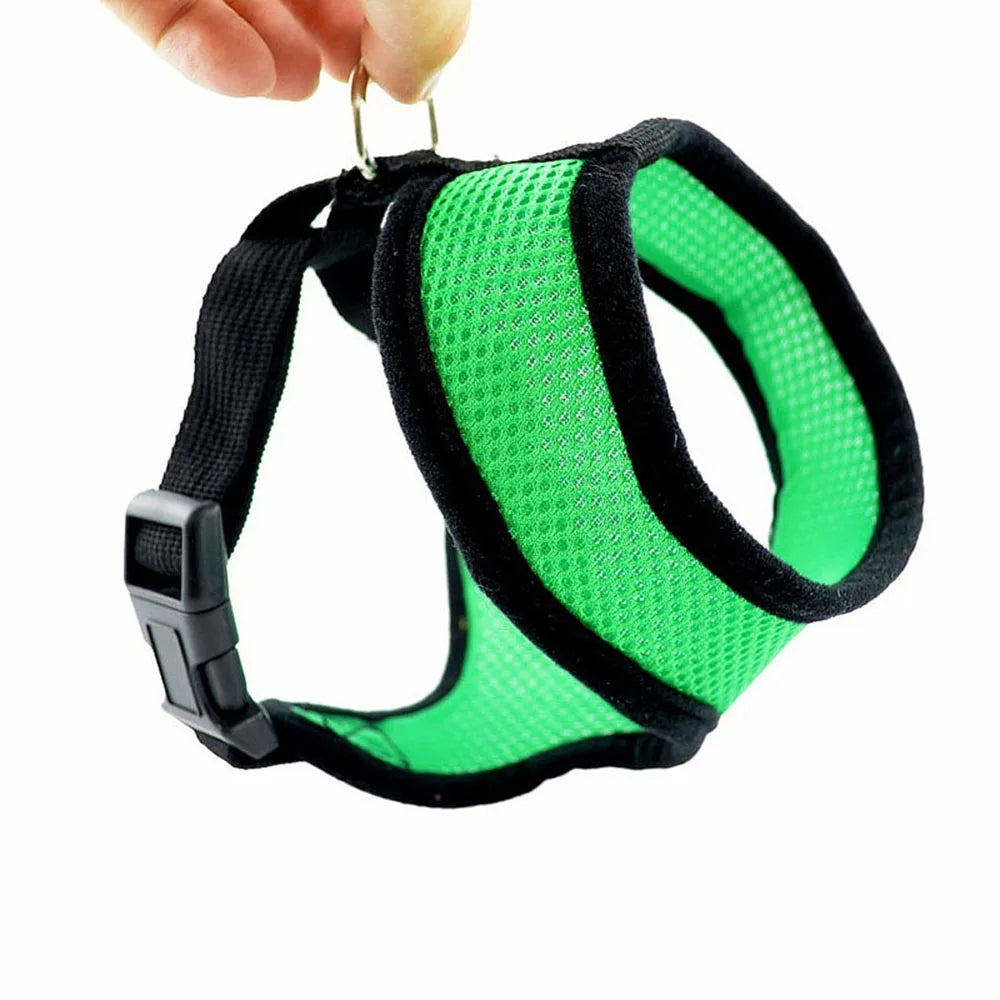 Adjustable Soft Dog Harness Nylon Breathable Mesh Walk Out Harness Vest Collar for Pets Small Medium Large Dog Chest Strap Leash