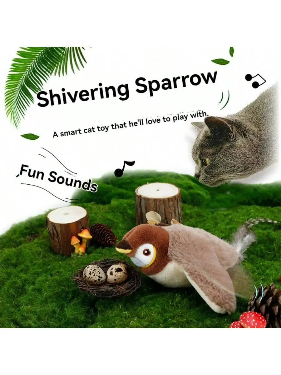 1pc Electric Interactive Cat Toy, Rechargeable Flapping Bird Plush Toys, Squeaking Toys for Cats Fun Kitten Exercise Toys Soft