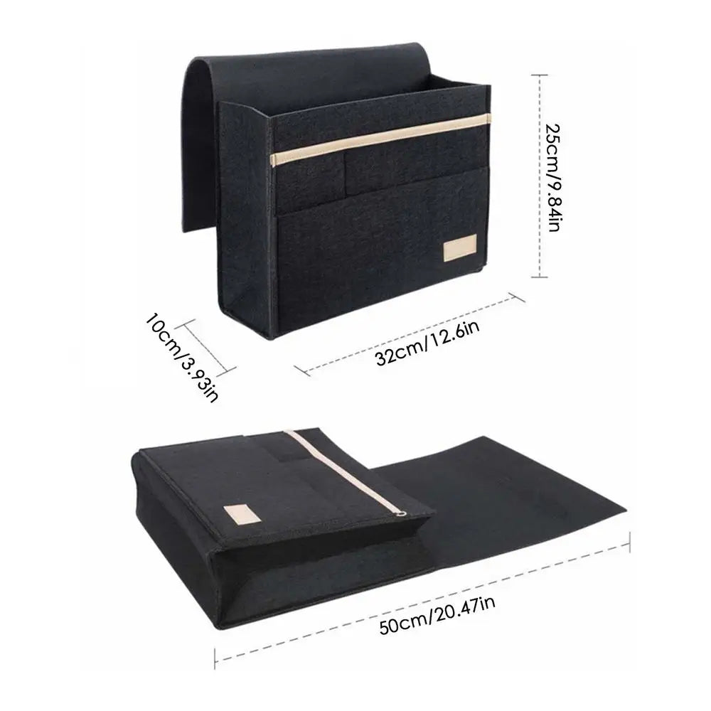 Bedside Organizer Caddy Felt Storage Bag Bed Sofa Shelf Pouch Holder Books Holder And Tissue Box Versatile Compact And