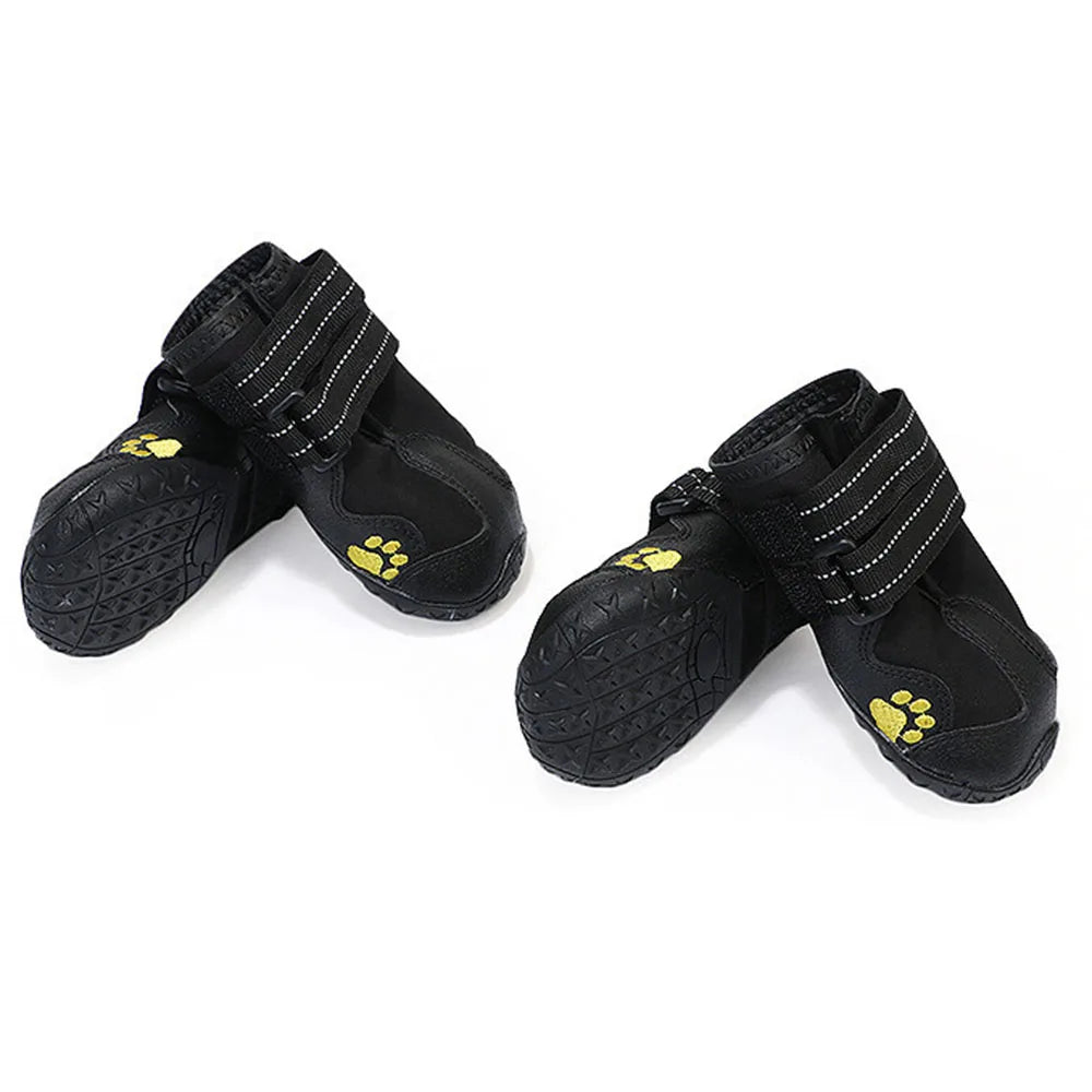 4pcs/set Pet Dog Shoes Reflective Waterproof Dog Boots Warm Snow Rain Pet Booties Anti-slip Socks Footwear For Medium Large Dogs