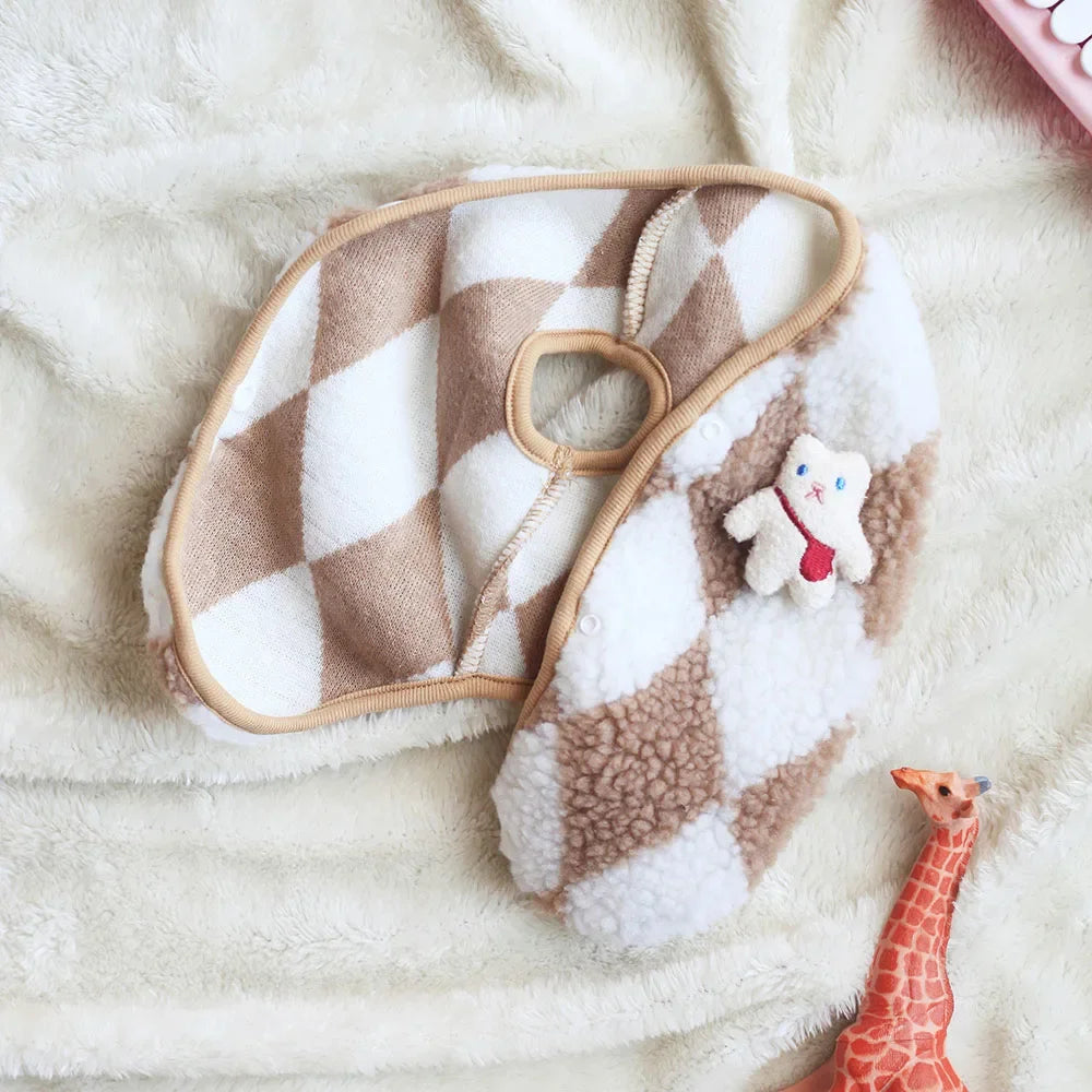 Fashionable Plaid Fleece Cat Clothes Cat Coat Jack Cute Bear Vest for Kitten Small Dogs Clothing Pet Outfits Winter Cat Costume