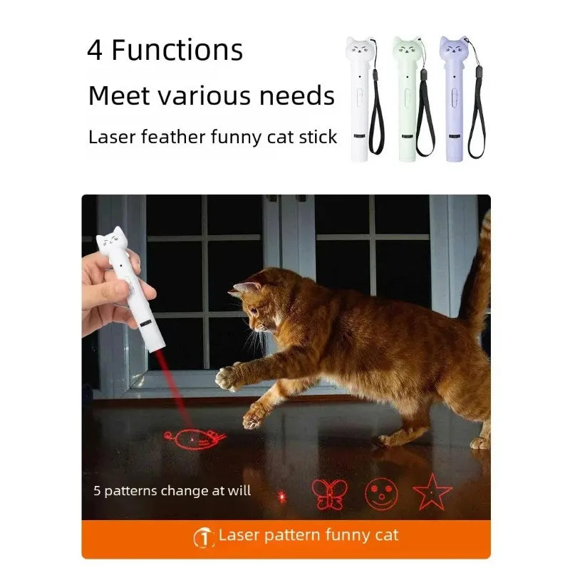 USB Charging Laser Cat Teasing Stick Infrared Laser Light Pattern Projection Cat Toy Pet Supplies Cat Teasing Pen cat toys