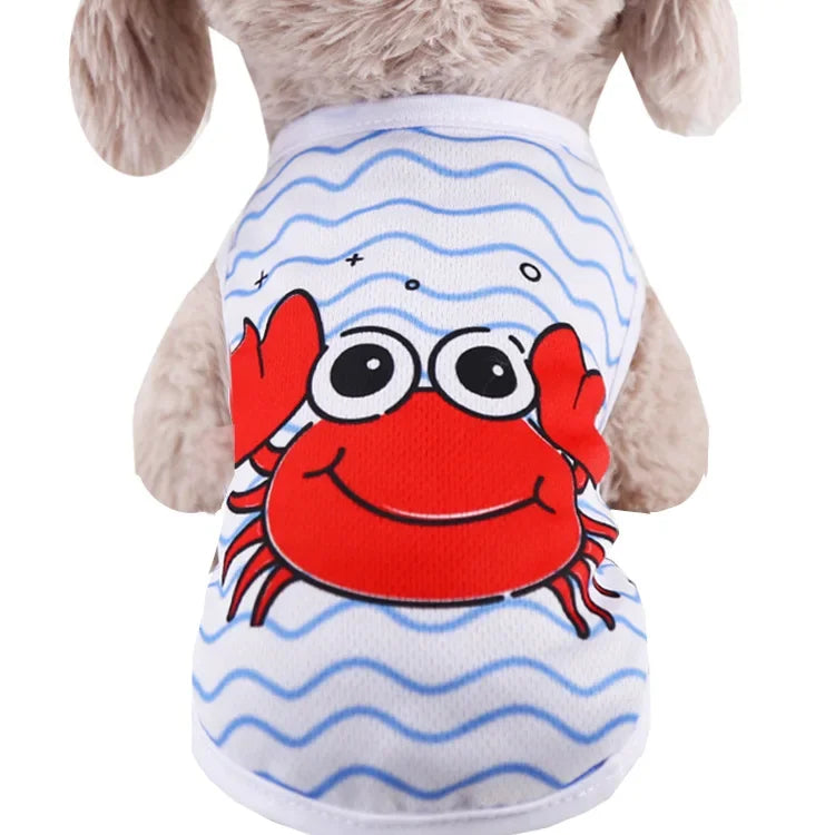 Summer Small Dog Shirt Clothes Vest Down Jacket Cartoon Cute Chihuahua Tshirt Puppy Yorkshire Terrier Puppy Bulldog Ropa Perro