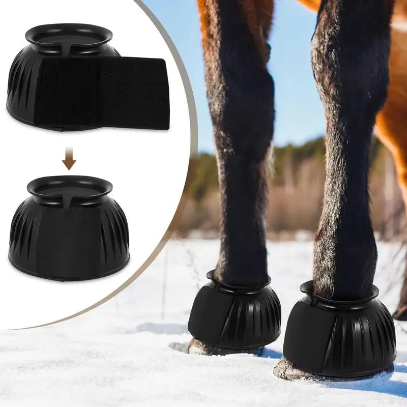 2pcs Horse Bell Boots Rubber No-Turn Horse Bell Boots Soft Equine Boots Protective Gear Accessories for Training Equipment