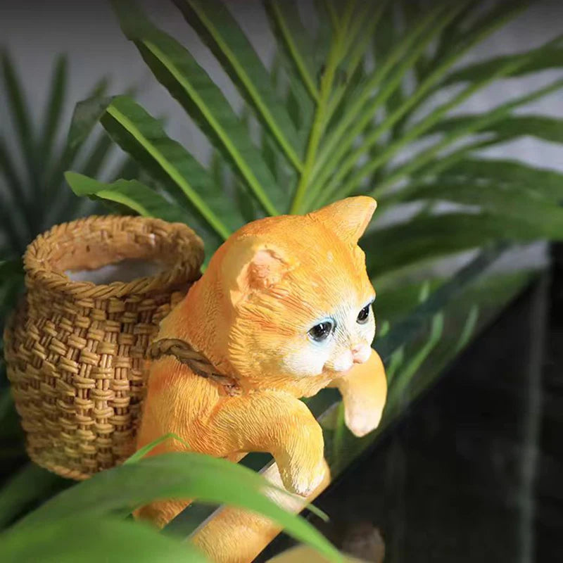 Aquarium Hanging Cat Backpack Hanging Ornaments Fish Tank Tool Storage Basket Desktop Flower Pot Landscaping Decoration Cute